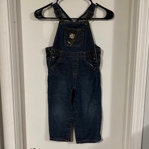 Kids Crazy 8 Blue Jean Overalls With Monkey Embroidery On The Front